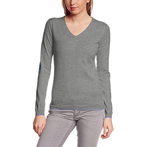 CMP Pullover de Lana Deportivo Gris para Mujer con Parches en los Codos Cover