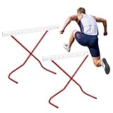 Seenelling 2 Pcs Adjustable Height Training Hurdle Red Track and Field Hurdles from 6 to 42 Inch Detachable Hurdles Track for Athletes Adults