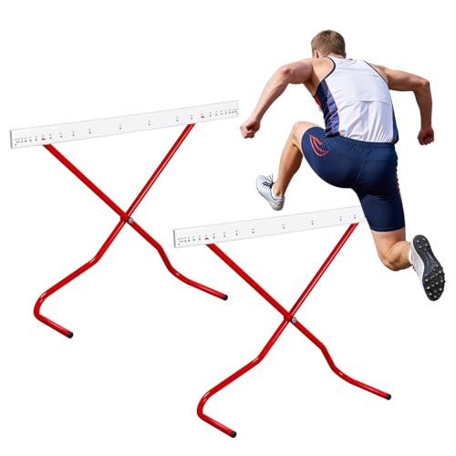 Seenelling 2 Pcs Adjustable Height Training Hurdle Red Track and