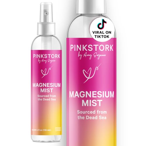 Pink Stork Magnesium Spray Mist - for Calm, Stress, and Sleep, Seasickness Support, Pregnancy Must Haves, 200 mg per 6 Sprays, Pure Magnesium Chloride Body Spray, 4 oz, Unscented