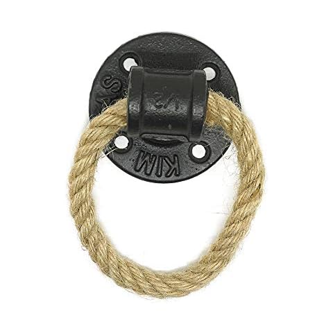 LBFEEL 2Pack Drop Ring Pull Hemp Rope Knob Dresser Drawer Pulls Antique Bronze Knobs Handles Rustic Kitchen Cabinet Knob Hardware Cover