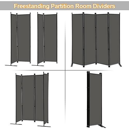 4 Panel Room Divider Folding Privacy Screen with Wider Support Feet 6Ft Tall Partition Room Separator
