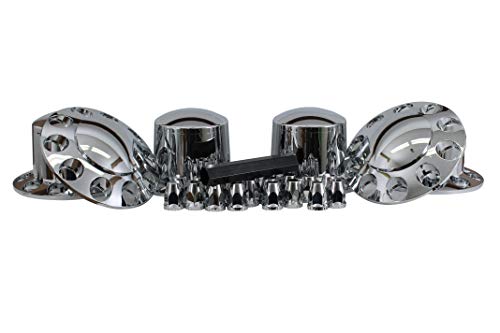 Wheel Cover Kit Chrome Front & Rear Complete 33Mm Lug Covers Semi Truck- Must Have 3/4"-1" Of Thread Sticking Out #TOP3