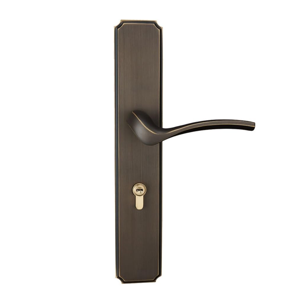 MOBYGKFY Brass Door Lock Black Interior Mute Wooden Universal