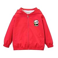 Kids Waterproof Coat Windproof Boys Girls Windbreaker Bamboo Panda Breathable Raincoat Outdoor Lightweight Thin Hooded Rain Jackets Wet Weather Travel School Age 6-7 Years Red