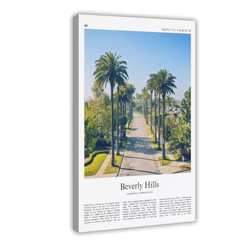 Beverly Hills Color Print Beverly Hills Real Photo Poster Travel Poster Gift California United States USA Wall Art Print Landscape Living Room Office Bedroom Canvas Deco Painting Frame 12x18inch