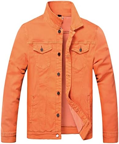 Mens Denim Jacket Ripped Slim Jean Jacket Coat for Men