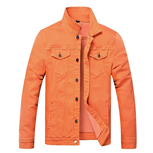 Image of Mens Denim Jacket Ripped Slim Jean Jacket Coat for Men