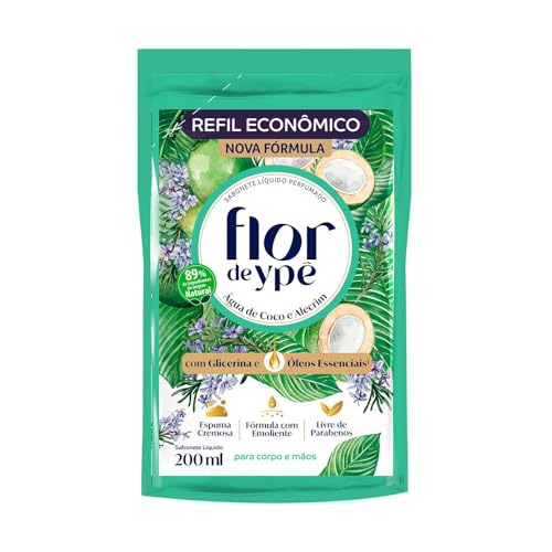Flor de Ypê Sabonete Líquido, Água de Coco e Aloe Vera, 200ml (Refil)