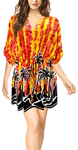 LA LEELA Vestido Vestido de Verano Ropa de Playa Tumbona de Noche de Las Mujeres Ocasionales recargas Cubierta Blood Rojo_P989