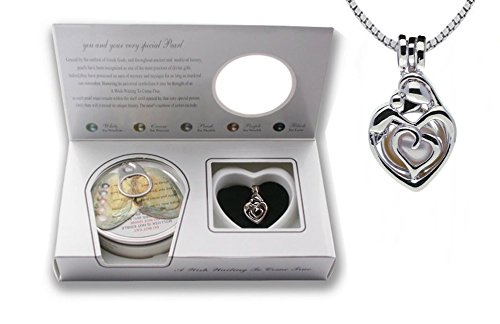 Pearlina Sterling Silver Mother Child Necklace Locket Pendant Cultured Pearl In Oyster Set, 18" #TOP1