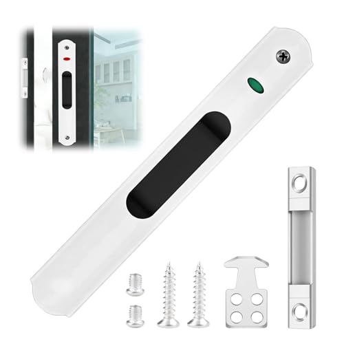 Serrure de Porte Coulissante,Porte Coulissante Fenêtre Crochet en Acier Inoxydable,Verrou de Porte Coulissante, Pour La Maison Serrure porte Vitree Coulissante Fermeture, Blanc