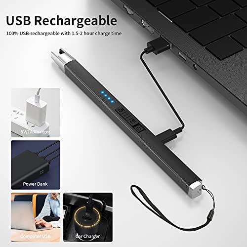HOTERB Lichtboog-aansteker, elektronische aansteker, USB-oplaadbaar, met USB-C-laadkabel, elektrische aansteker, staafaansteker, elektrisch voor kaarsen, gasfornuizen, grill - Afbeelding 3
