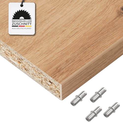 Hausfux Einlegeboden, Regalboden nach Maß - 1,9 cm Starke Spanplatte, melaminbeschichtet, einseitige ABS-Kante - Made in Germany - Maßanfertigung - für Möbelbau (Artisan Oak, 120 x 40 cm)