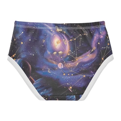 Toddler Girl Panties, Galaxy Planets Purple Girls' Cotton Brief Underwear, 2–8 Years2