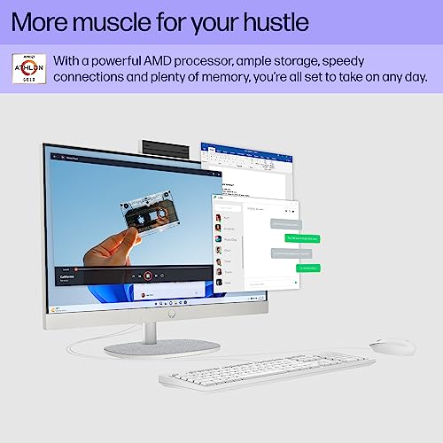 Image of HP 23.8 inch All-in-One Desktop PC, FHD Display, AMD Athlon Gold 7220U, 8 GB RAM, 256 GB SSD, AMD Radeon Graphics, Windows 11 Home, 24-cr0020 (2023)