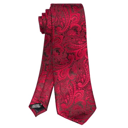 Image of 5PCS Tie and Pocket Square for Men, Silk Necktie and Handkerchief Cufflinks with Gold Ring and Lapel Pin Set