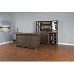 Pemberly Row Wood Home Bar with 4 Shelves and 3 Drawers in Cherry (42" H x 80" W x 28" D) for Home, Kitchen, Dining Room with Storage Cabinet and Wine Rack, Easy Assembly - Image 2