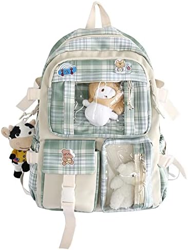 Kawaii Backpack With Kawaii Pin And Accessories, Large Capacity Cute Bear Accessories Backpack For School Multi Pocket Kawaii Handbag Japanese School Bag For Teen Girls 40*30*11cm