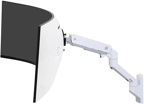 Ergotron HX - Brazo de monitor ultra ancho con pivote HD soporte de pared VESA para monitores curvos 1000R de hasta 49 pulgadas 28 a 42 libras