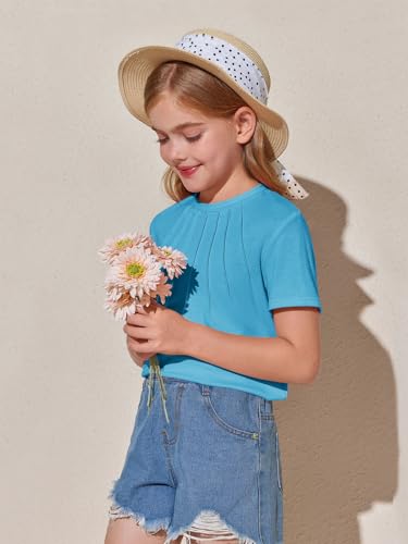 Image of Haloumoning Girls Pleated T Shirts Kids Summer Short Sleeve Fashion Tops Tees 5-14 Years