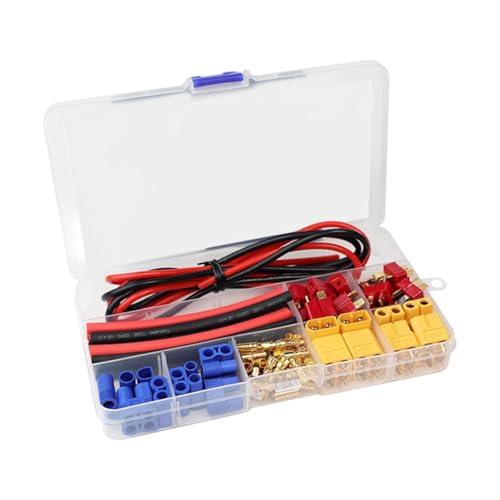 Connecteurs XT30 XT60 EC3 avec câbles en silicone pour batterie LiPo RC - Lot de 62 pièces
