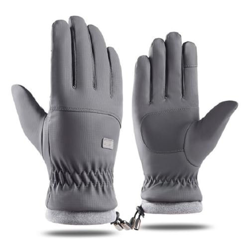 exnox Winter Gloves Men's Windproof, Waterproof Velvet Thickened Warm Gloves, Cycling Touch Screen Warm Gloves, One-size-fits-all, grey