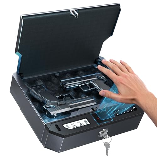 Palm Vein Biometric Gun Safe - Lifetime Investment: End Fingerprint Failures! Meets CPSC/ATF Stds & Childproof | 0.1s Contactless Access | Unlocks in Darkness | Pistol Safe for Nightstand, Car, Home