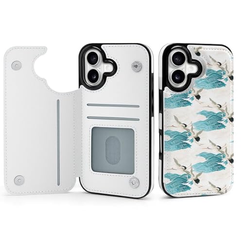 iPhone17用ケース 和風 鶴 鳥 動物 牡丹の花 スマホカバー すまほけーす 携帯ケース 防水 手帳型 PUレザー 財布型 耐衝撃 マグネット式 スタンド機能 傷汚れ防止 指紋防止 かわいい おしゃれ 贈り物