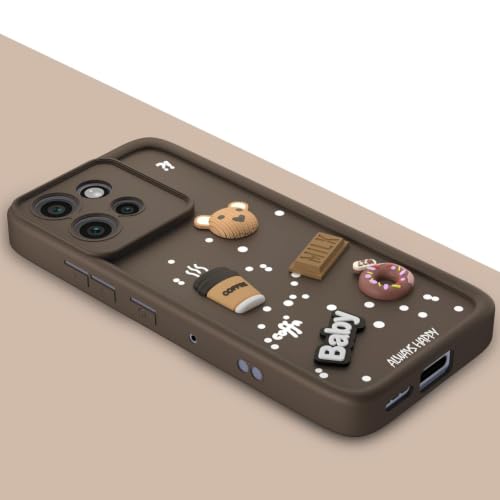 Image of Bintage Cute Fun Taddy Cartoon 3D Ball Bear Milk Donut Coffee Cup Silicon Case Full Body & Camera Protection Back Cover Compatible for Motorola Moto Edge 50 Neo - Brown