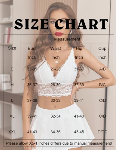Image of Avidlove Bralettes for Women Lace Wireless Bra V Neck Racerback Crop Top Adjustable Lingerie No Padded