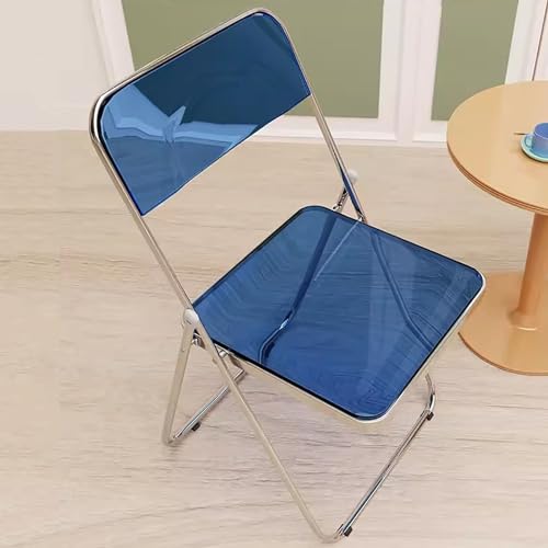 Silla Plegable Moderna de acrílico Transparente para Sala de Estar, Comedor, Dormitorio, Exterior y cafetería - Color Azul