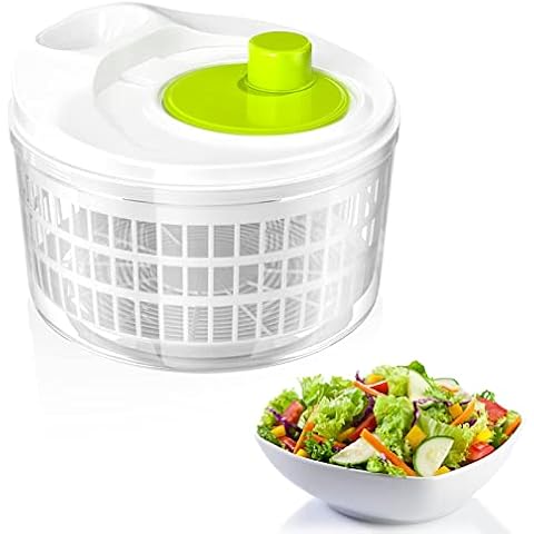 Newaner Salatschleuder mit Deckel, Salatschleudern mit Kurbelantrieb und 3L Liter Salatschüssel und Sieb, Küchenhelfer Salattrockner zum Waschen und Trocknen von Salat, Gemüse und Obst(22.5cm*15cm) Cover