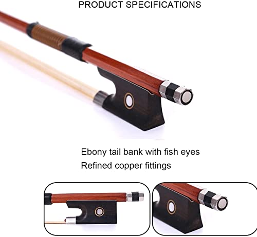 Amzz Premium 4/4 Violin Bow - Octagonal Brazilwood Stick With Ebony Frog And Mongolian Horse Hair For Smooth Performance #TOP7