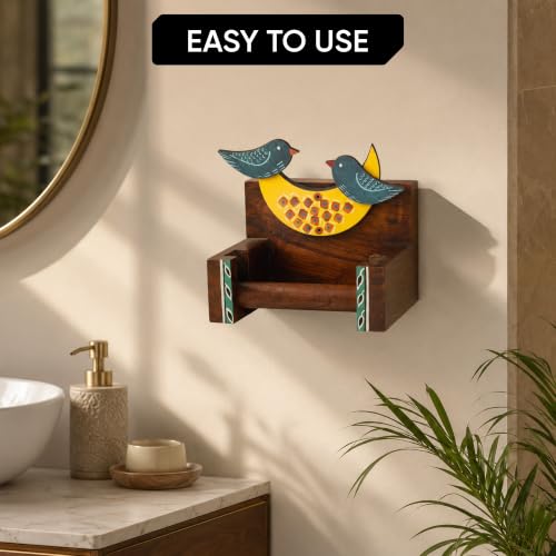 Image of Aakriti Art Creations Tribal Echo Handcrafted Madhubani Toilet Roll for Home and Kitchen | Kitchen Accessories | Bathroom Organiser | Indian Handicraft | Aesthetic Indian Handicraft
