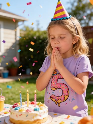 Image of Lovekider Girls Birthday T Shirts Cotton Short Sleeve T-Shirts Tee Party Clothing 3-6 Years