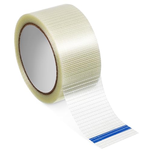Cabilock 1 Roll Fiberglass Tape Filament Strapping Tape Fiber Reinforced Packing Tape Mounting Tape Heavy Duty Tape for Shipping Sealing
