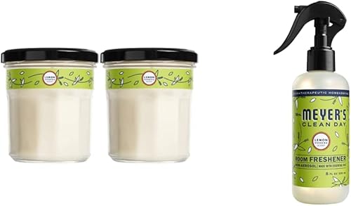 Mrs. Meyer's - Vela de aromaterapia de soja, 35 horas de tiempo de combustión, hecha con cera de soja y aceites esenciales, verbena de limón, 7.2