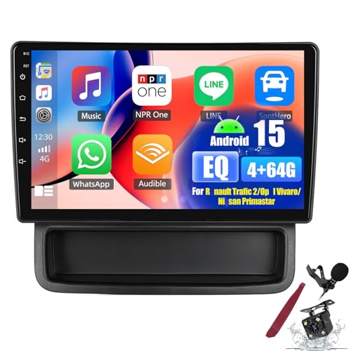 Autoradio Android 15 doté de CarPlay sans fil et grand écran tactile pour Trafic 2 et Vivaro