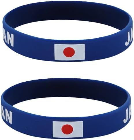 [Haixifry] 国旗リストバンドブレスレット 2個パック ラバー スポーツ ファッション 日本代表 試合 応援グッズ リストバンド シリコン ブレスレット サッカー パーティー 記念品 (2)