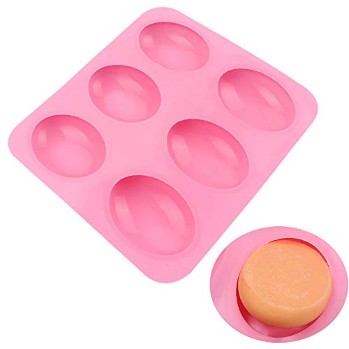Baker Depot Silicone Mold For Handmade Soap 6 Cavity Oval Shape Fat Bath Bombs Pink Color，Set Of 2 #TOP3