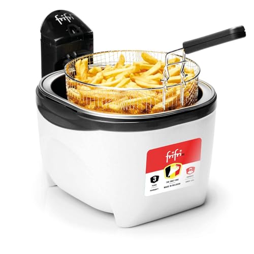 frifri Friteuse Initiation 3L - 3200W Ronde avec Technologie Zone Froide, Sécurité Brevetée, Nettoyage Simple, Poignée Repliable, Design Traditionnel - Blanc