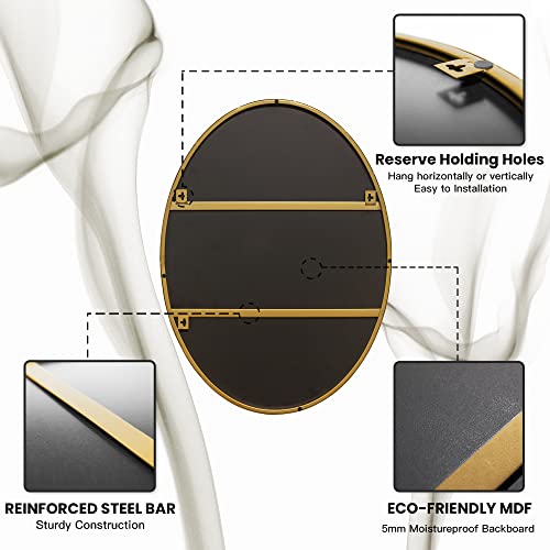 Oval Wall Mirror, Bathroom Mirror Of Metal Frame, Wall Mounted 24 X 36 Inch Gold Oval Mirror For Vanity Living Room Entryway Bedroom #TOP3