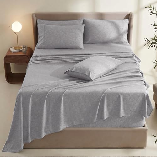 Image of Hearth & Harbor Bed Sheets, Luxury Soft 6 Piece Bed Sheet Set Extra Deep Pocket Fitted Sheets Fits Mattress up to 21 inch, Double Brushed Bedding Sheets & Pillowcases,