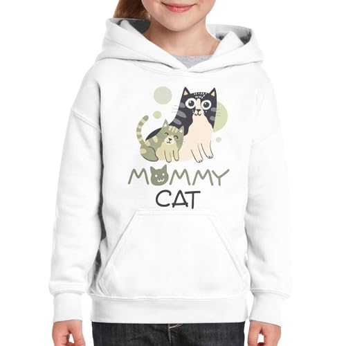Sweat à capuche enfant maman chat et son chaton illustration tendre - 3