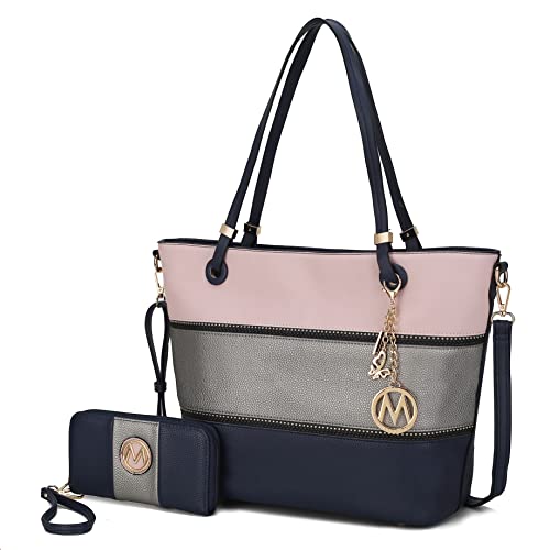Bolso Tote para mujer con billetera a juego de cuero vegano miniatura 1