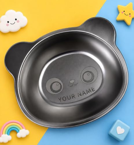 Image of LiLLMONKiDZ Stainless Steel Design Bowl with Spoon & Spork for Kids, 500ml Capacity Soup & Maggie Bowl Set, Adorable Printed Snack Bowl Set (Personalized)