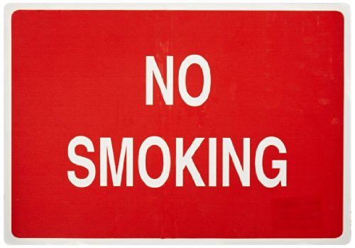 Panneau autocollant No Smoking Brady 141950 rouge et blanc grand format 50,8x35,6 cm