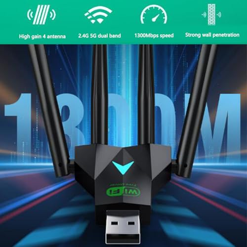 Adaptador USB Wi Fi para PC de escritorio receptor de internet 1300 Mbps 2