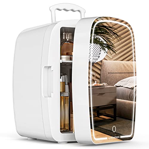 Upstreman Skincare Fridge 6 Liter, Portable Mirrored Beauty Fridge, LED Lighting, Cooler for Skincare, Fragrance and Makeup, Mini Fridge for...